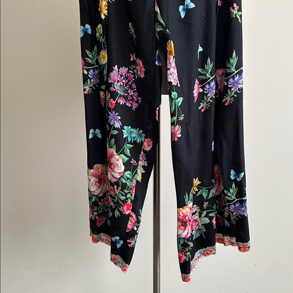 Johnny Was Silk Blend Butterfly Floral Wrap Fly Away Wide-Leg Pan sz XL NWT - Picture 5 of 8